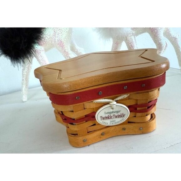 Longaberger Tree Trimming 2001 Twinkle Basket, Lid, Liner & Tie-On - Picture 5 of 8